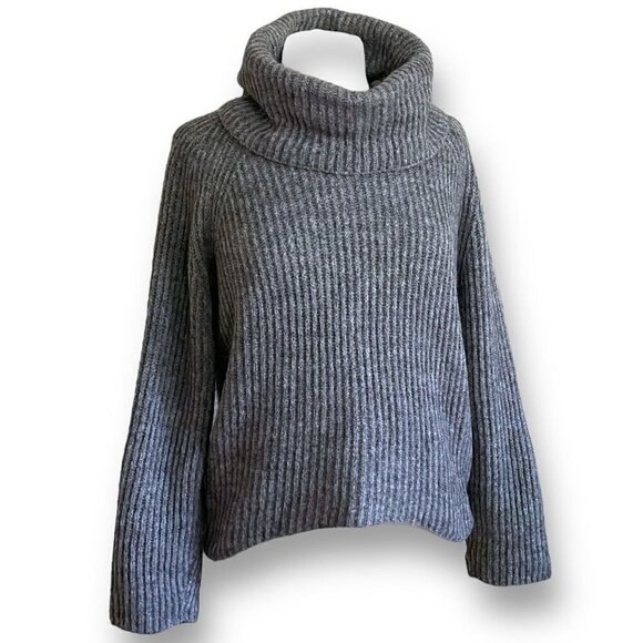 J Crew Point Sur Womens Gray Chunky Turtleneck Sweater XS Mohair Wool Ribb Knit - Picture 4 of 6